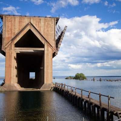Old ore dock extending into Lake Superior